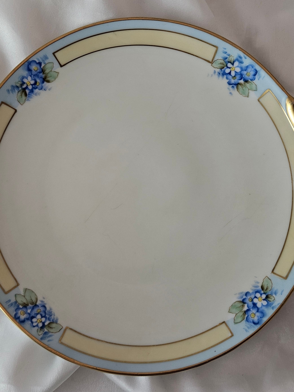 Mello Porcelain Tray China From Japan, 1910-1935. Handpainted Blue, Cream & Gold